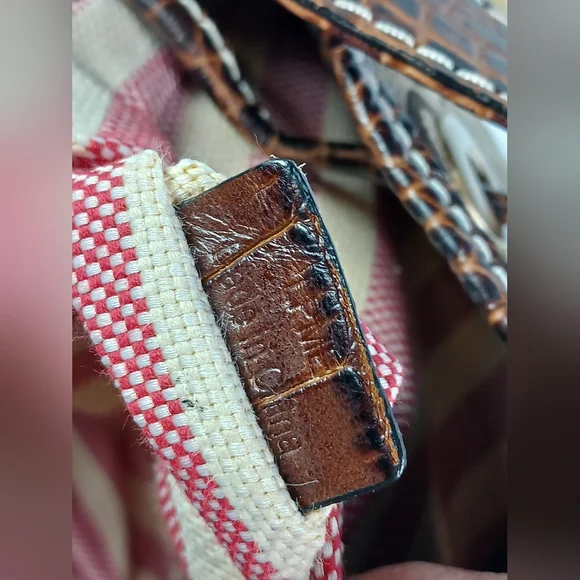 Lancel Canvas Monogram / leather brown crocodile bucket handbag - Picture 10 of 13